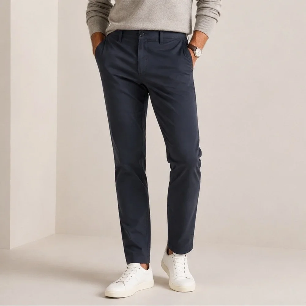Quince Chino Pants Organic Stretch Cotton Straight‎ Fit RTO Deep Navy 34x32 NWT